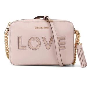 Michael Michael Kors Love Embellished Leather Crossbody Bag 🩷